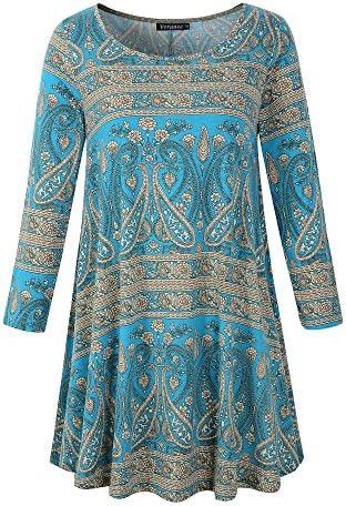 Veranee Women's Plus Size Swing Tunic Top 3/4 Sleeve Floral Flare T-Shirt (XX-Large, 16-7)