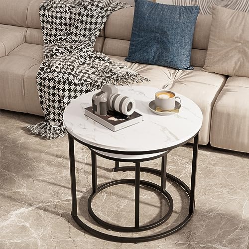 Aboxoo HM2388 Round Nesting Coffee Table Side Table Set Of 2 End Tables For Living Room Bedroom Balcony thumb #5