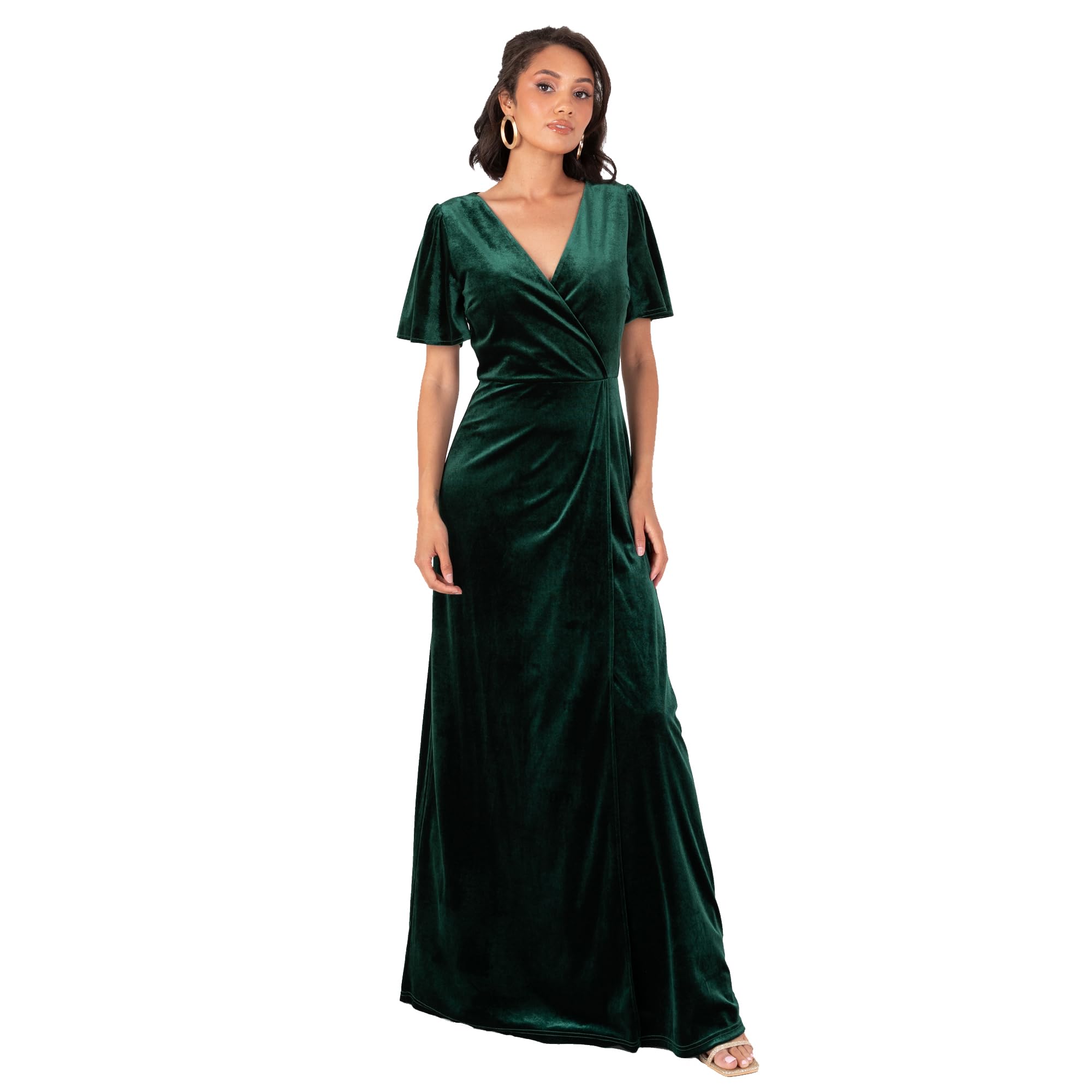 Women's Long Velvet Maxi Dress Ladies A-line Flowy Wedding Guest Bridesmaid Evening Occasion Prom Formal Party Ball Gown