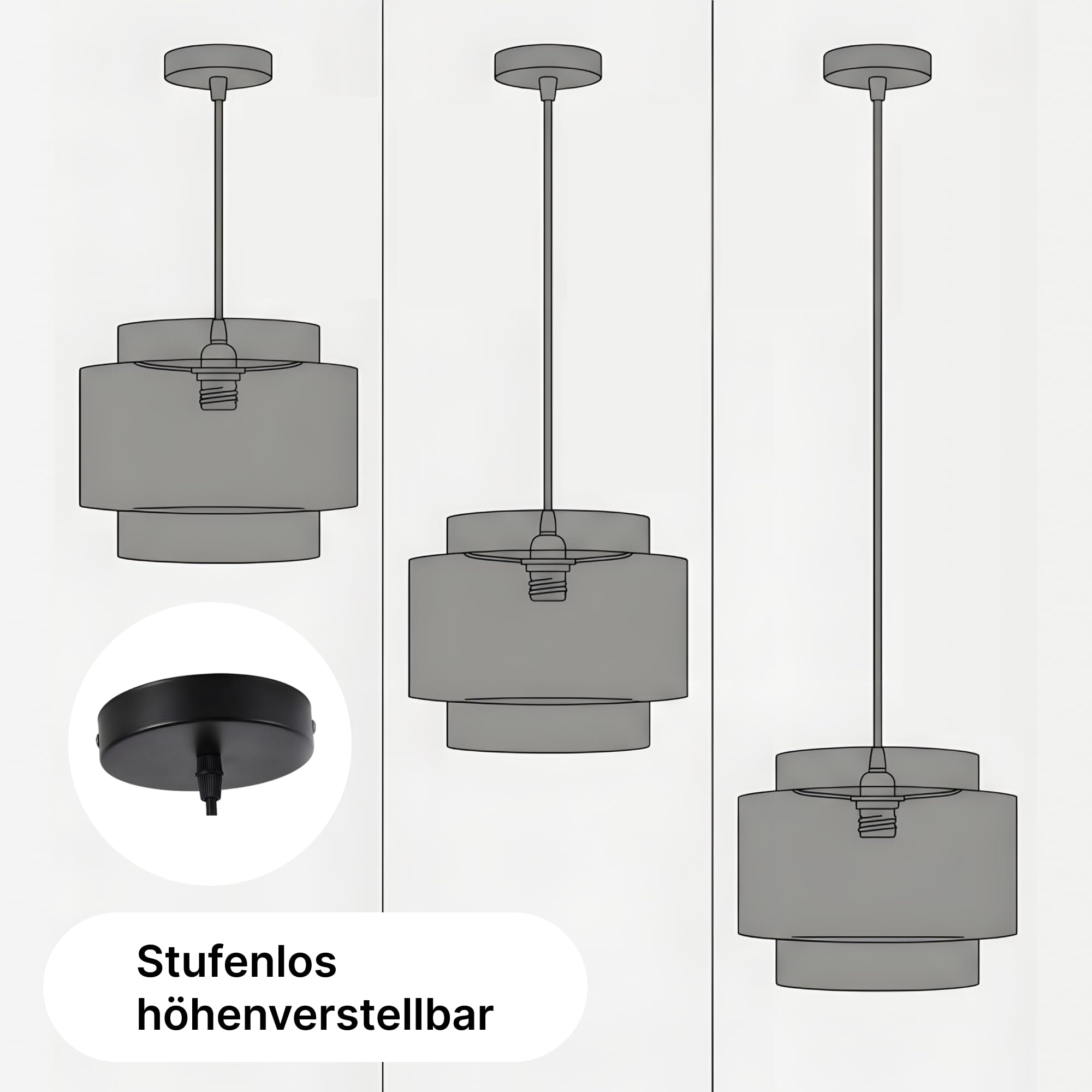 Hängelampe Skandi Ø45cm – 2-stufige Pendelleuchte aus Papierseil, Trapez-Design, höhenverstellbar, E27 – ohne Glühbirne