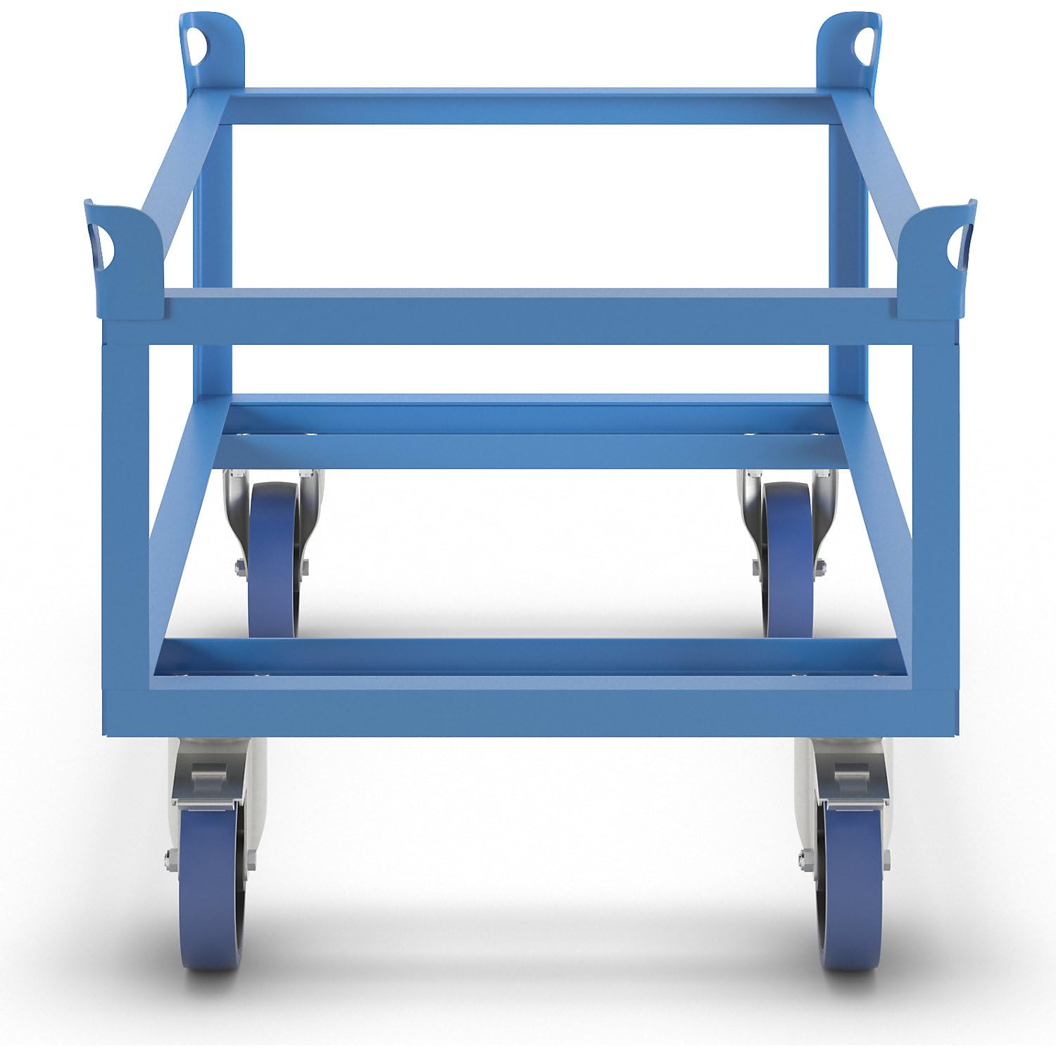 eurokraft | Plateau roulant en acier | pour palettes Europe | charge max 1000 kg | hauteur de chargement 650 mm | bleu