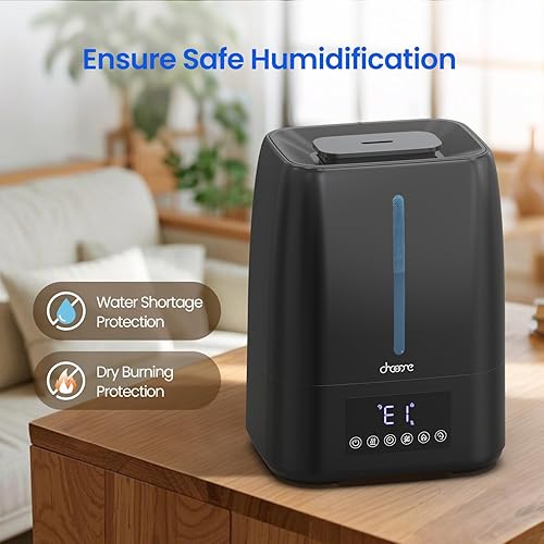 Miniatura 7 de Humidificador ultrasónico de llenado superior de 6 litros, niebla fría y cálida para dormitorio, bebé, habitaciones grandes y plantas, control