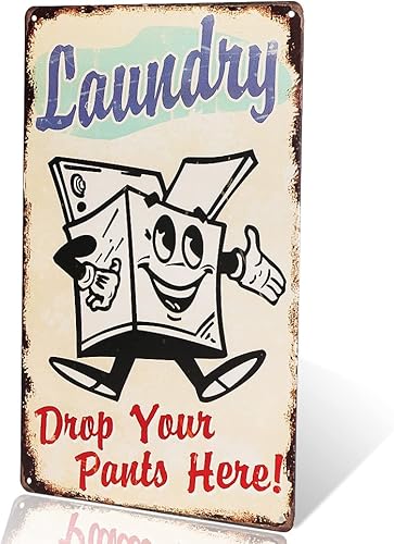 Dingleiever-Laundry Drop Your Pants here Metal Sign Vintage Garage Wall Decor Rat Rod Pegatinas