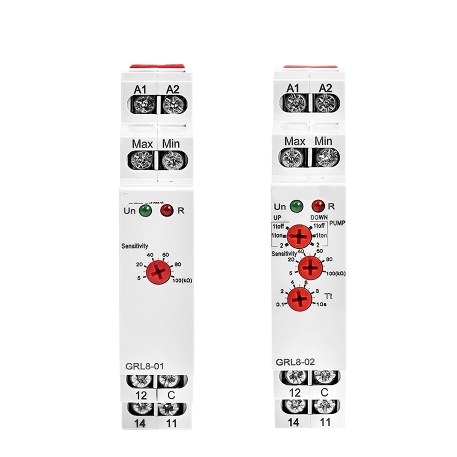 GRL8 Relé de control de nivel de líquido Controlador electrónico de nivel de líquido 10A AC/DC24V-240V (Size : GRL8-02 with Sensor)