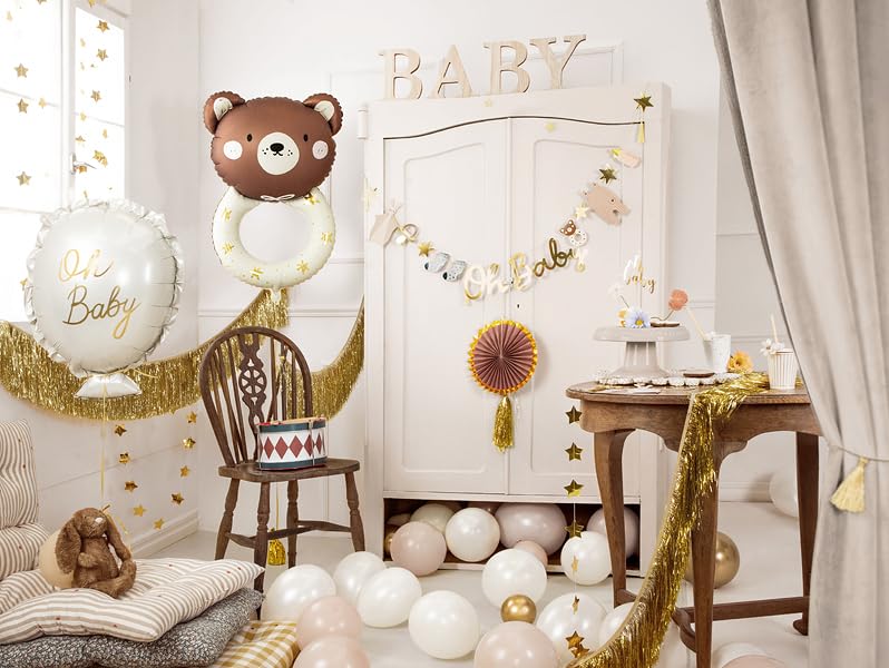 White Foil Balloon with Gold 'Ohh-Baby' Inscription, Large - Image 2