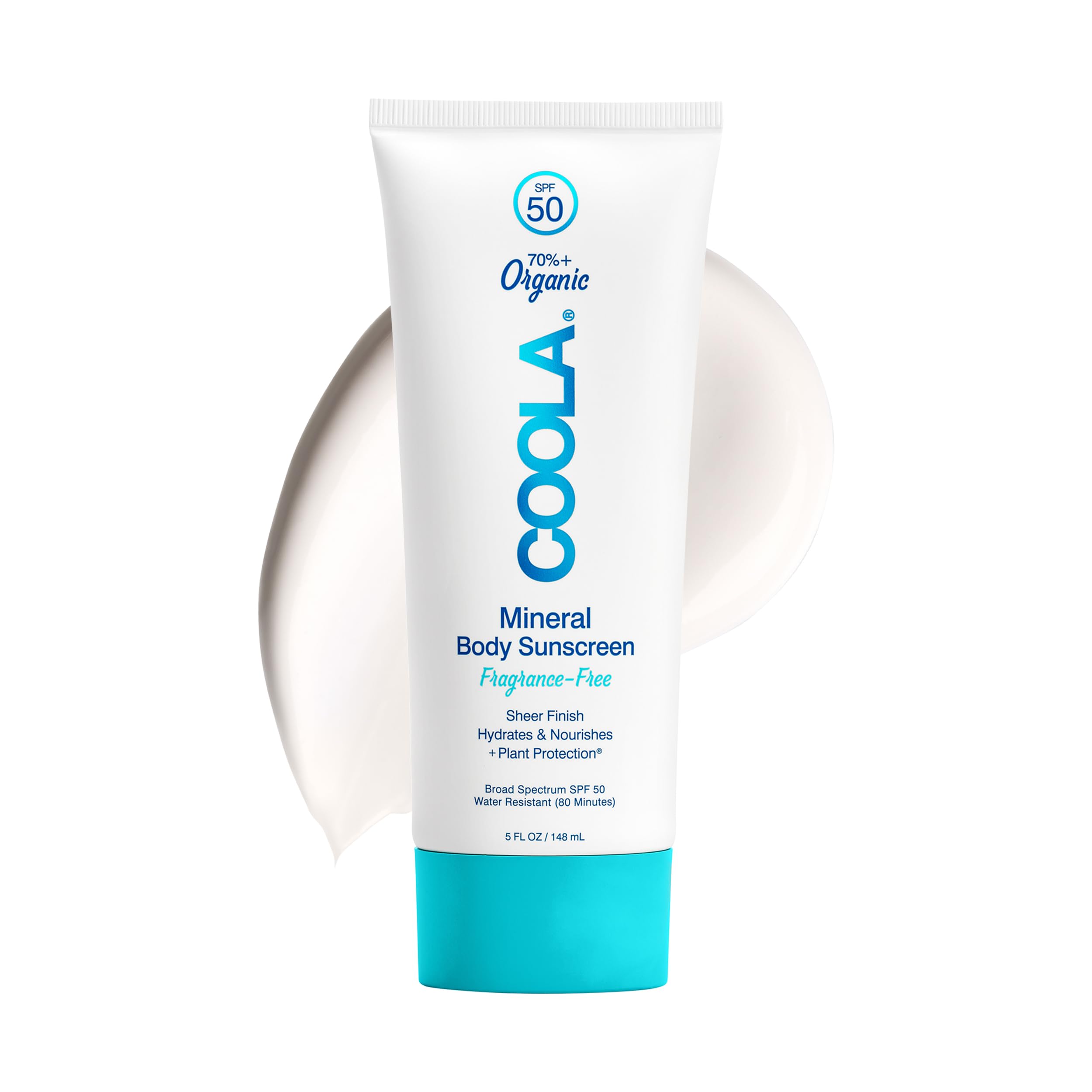 Organic Mineral Body Sunscreen, SPF 50 Vegan, Gluten-Free, Non-Greasy, Water-Resistant, Lightweight Fragrance-Free 150ml