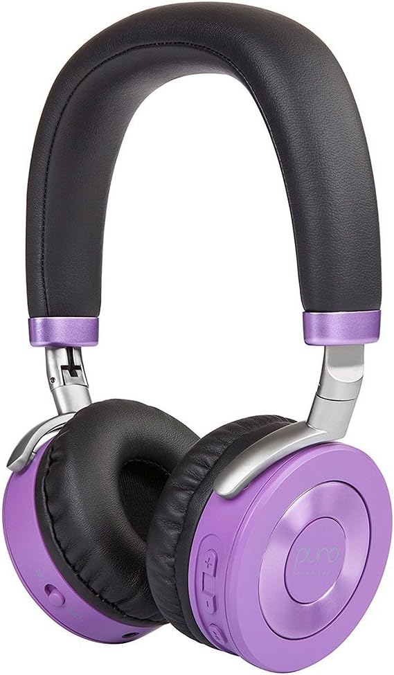PuroSound Labs Juniorjams On-Ear Headphones Wireless Foldable Kids Earphones with Bluetooth, Volume Limiting, Lightweight and Noise Isolation For Iphone/Android/Pc/Tablet - Juniorjams Purple