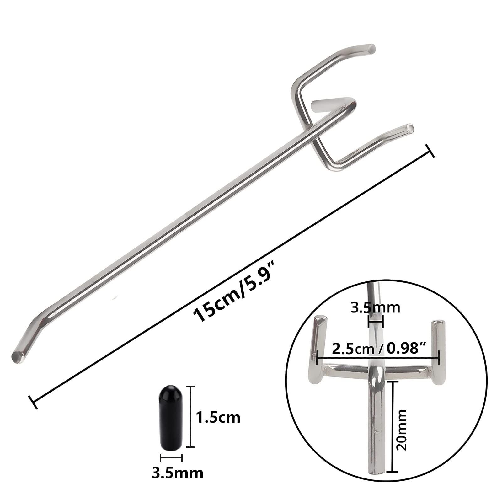 20 Pezzi Ganci per Pannelli Forati, Ganci per Pegboard in Metallo Ganci Triangolari Perforati Ganci Singoli per Espositori a Muro e Scaffalature da Negozio, 15cm