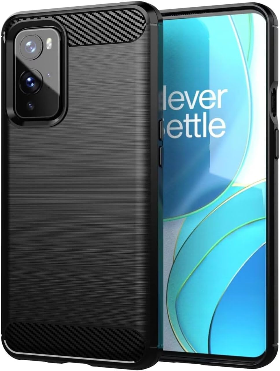 Case for Oneplus 9 Pro LE2121 LE2125 Case Ultra Thin Mobile Phone Case with Shock-Absorbing Carbon Fibre Design Made of TPU Rubber Robust Protective Case for Oneplus 9 Pro Black