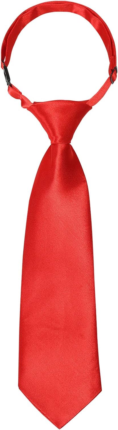 – Boys Girls Neckties Pre-tied Tie - Adjustable School Ties Satin Plain Coloured Formal Necktie for Kids Boys Girls Wedding School Uniform