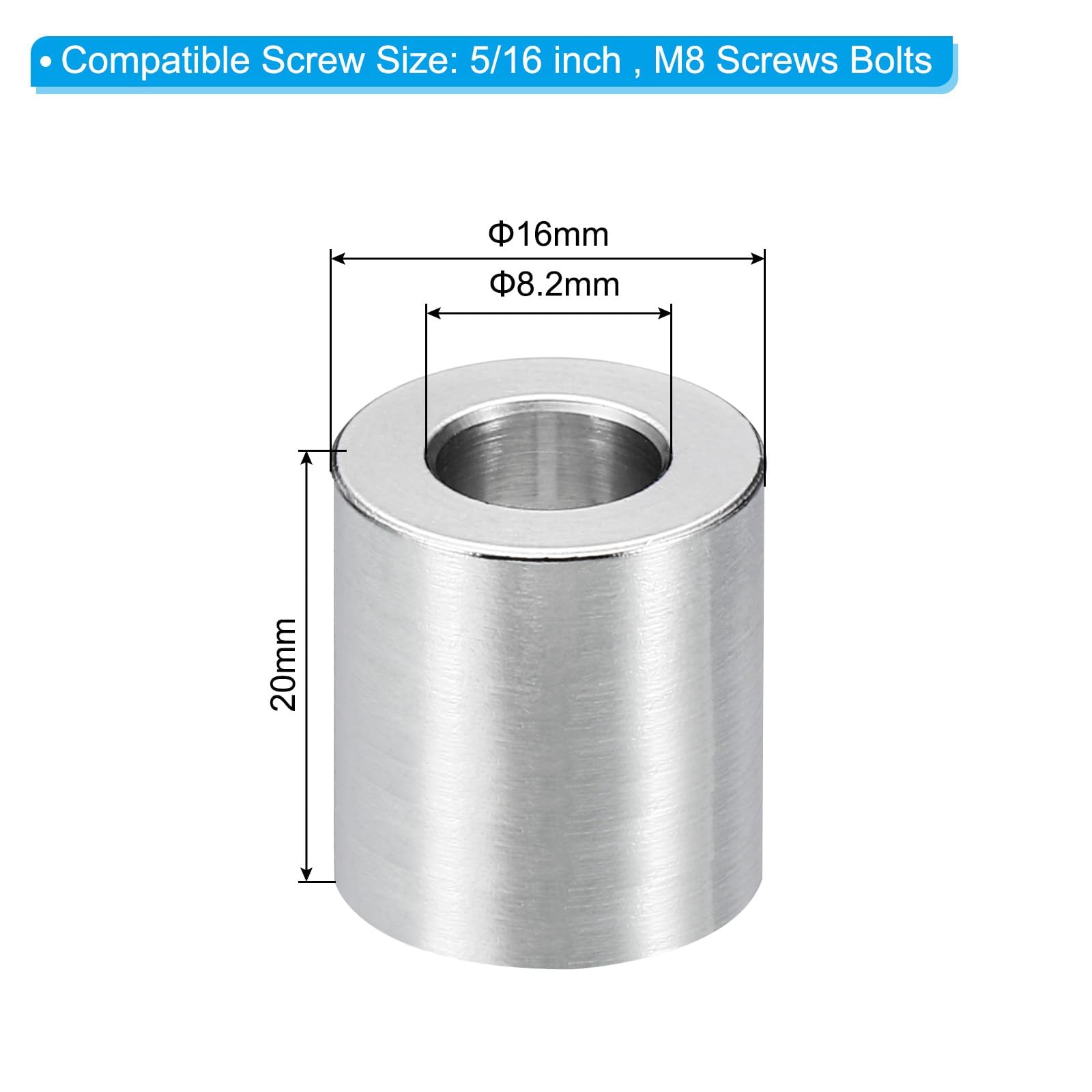 TA-VIGOR 2Pcs M8 Aluminum Spacer - Image 2