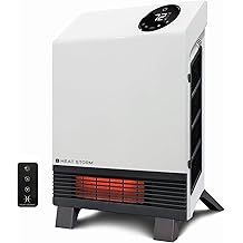 Heat Storm Wave Floor to Wall Infrared Space Heater with Attachable Feet, Remote Control, Built in Thermostat, 500-1000 Watts, 13x4x17 in, With Feet