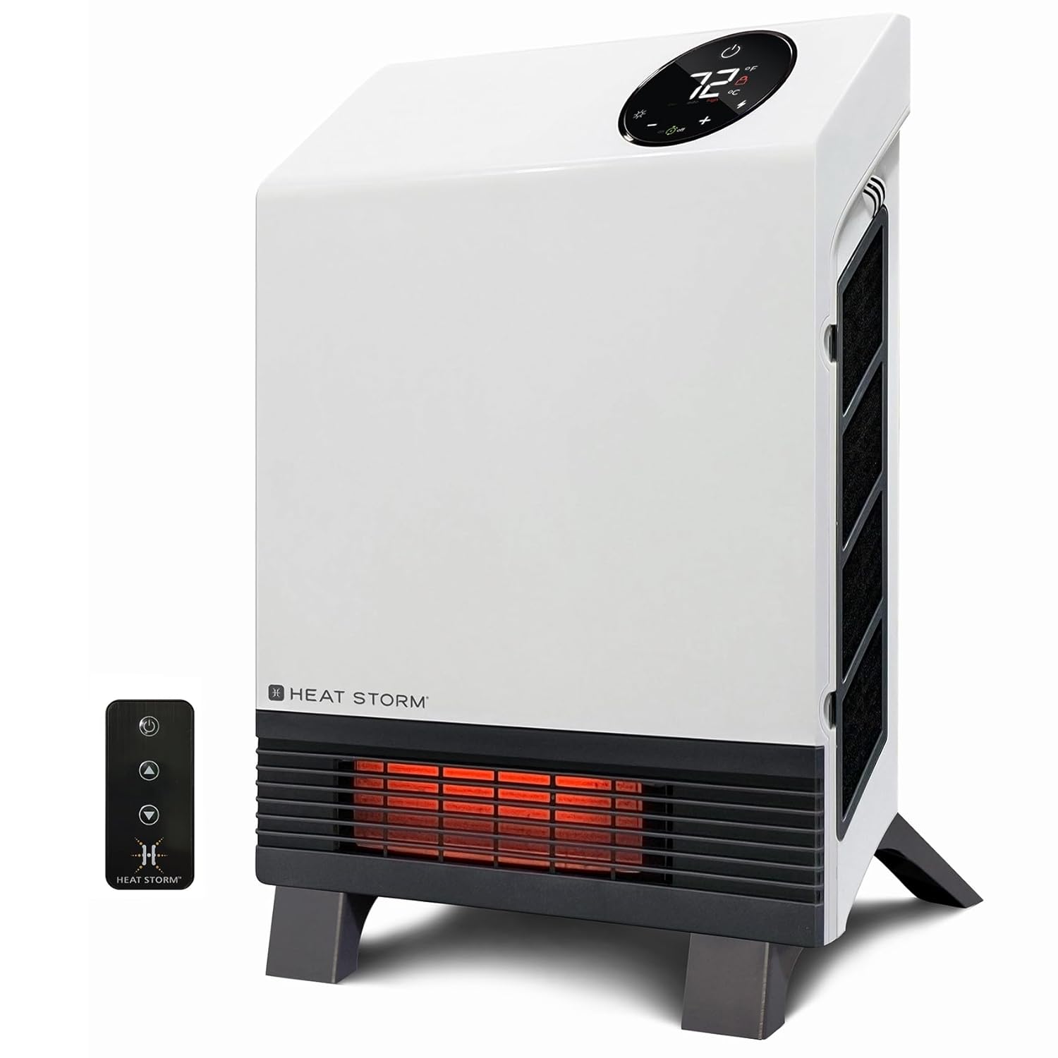 Heat Storm Wave Floor to Wall Infrared Space Heater with Attachable Feet Remote Control Built in Thermostat 500-1000