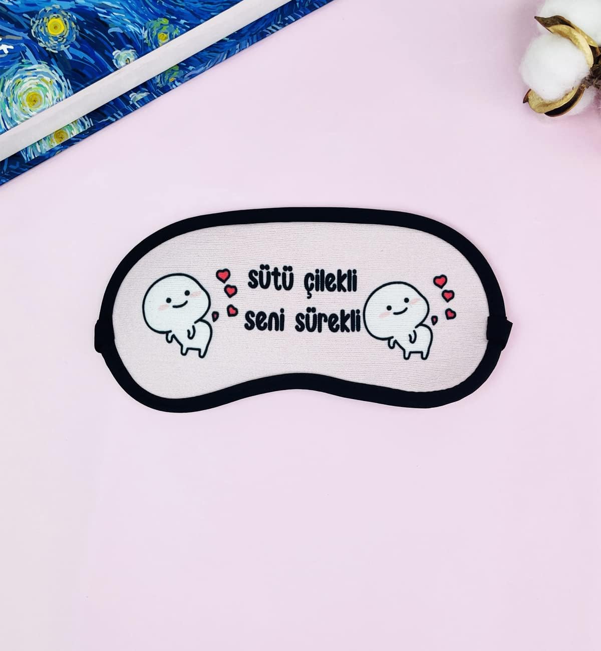 giftmoda Sütü Çilekli Seni Sürekli Tasarımlı Uyku Bandı