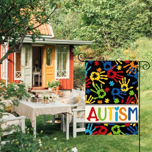Drapeau extérieur autisme double face motif puzzle de jardin - 3
