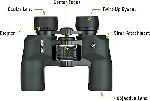 Miniatura 5 de Vortex Optics Raptor Porro Prism - Prismáticos compactos de goma, impermeables, a prueba de niebla, a prueba de golpes, garantía ilimitada e
