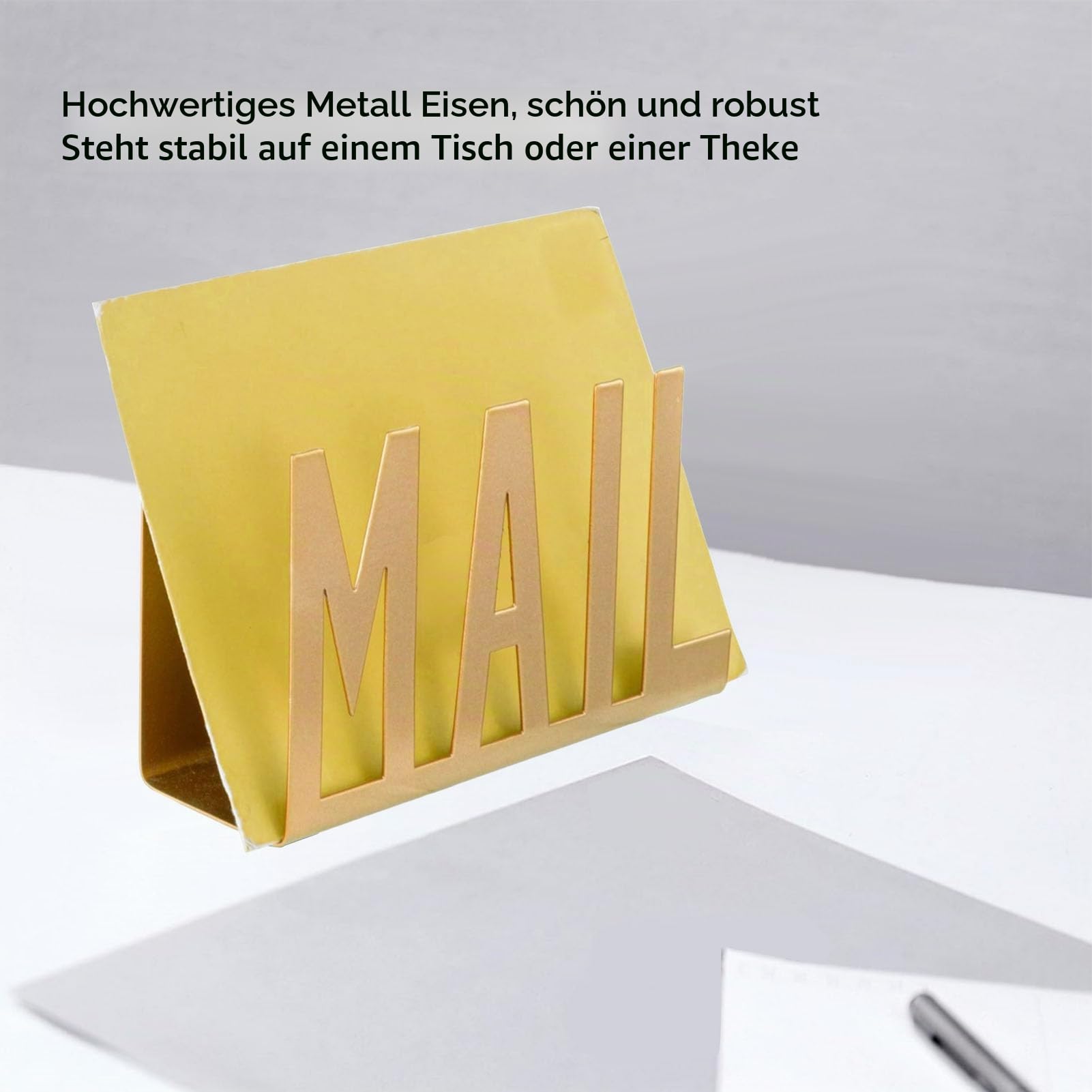 TOPINCN Metall-Post-Organizer für den Schreibtisch, Stilvoller Desktop-Postständer mit Hohlem Design für Rechnungen, Briefe, Papiere, Ideal Als Einweihungs- und Hochzeitsgeschenke (GOLD)