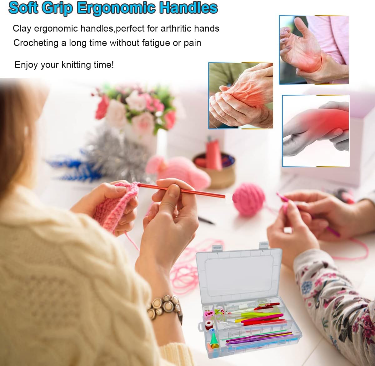 Large Size Aluminum Crochet Hook Set 6.5m(K)/8mm(L)/9mm(M)/10mm(N)/12mm(O) Knitting Needles Craft Weave Yarn Set - Mini Keychain Set Included