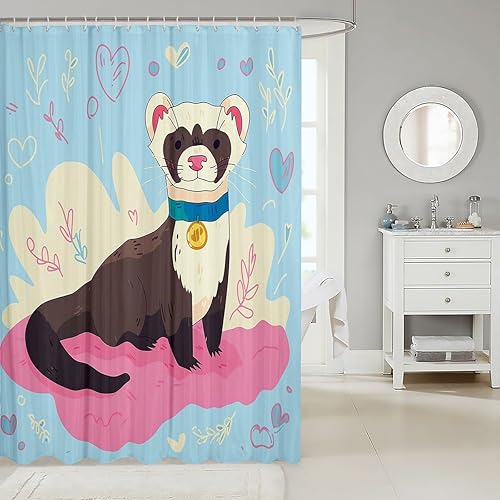 Miniatura 2 de Juego de cortinas de baño con diseño de animales salvajes kawaii, 72 pulgadas de ancho x 72 pulgadas de largo, diseño de animales salvajes de