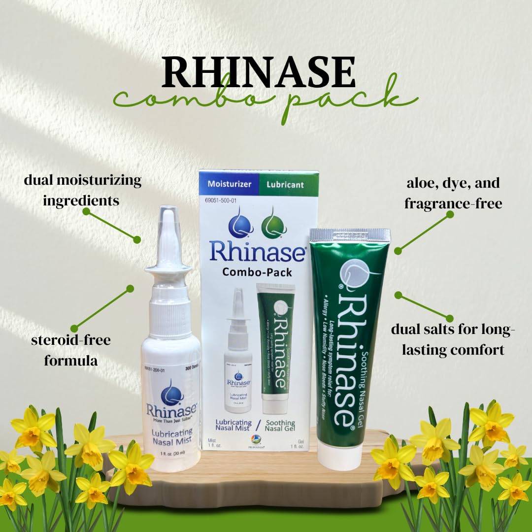 Rhinase Nasal Care Combo Pack - Nasal Gel (1 oz) & Saline Spray (1 oz) for Dryness, Allergy Relief & Nosebleed Prevention, Aloe-Free & pH Balanced — Amazon image 5