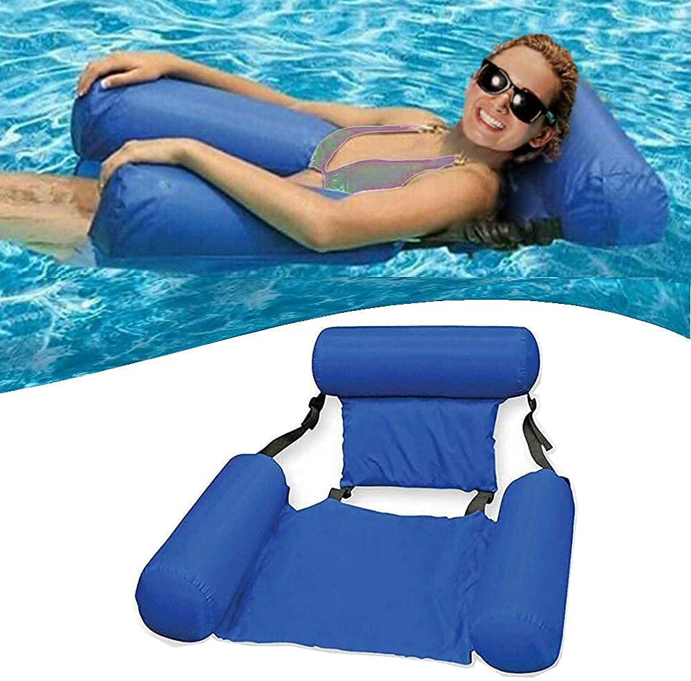 KIRFIZ Swimming Pool Chair, Water Hammock, Foldable Inflatable Water Swimming Bed, backrest, Pool Float Lounge Water Chair, Water Hammock, Lounger Bed Sofa for Summer Adults and Kids