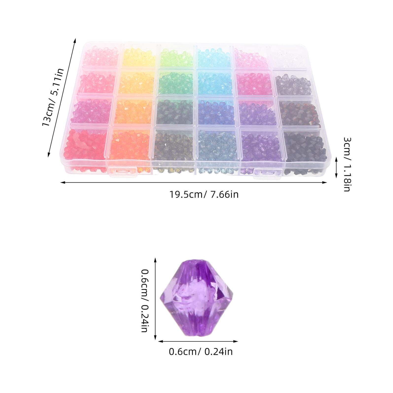 2160 Piezas Cuentas Acrílicas Facetadas 6 MM 2160 Piezas Multicolor Kit para Fabricación de Joyas Cuentas a Granel Transparentes para Pulseras Collares Pendientes Manualidades