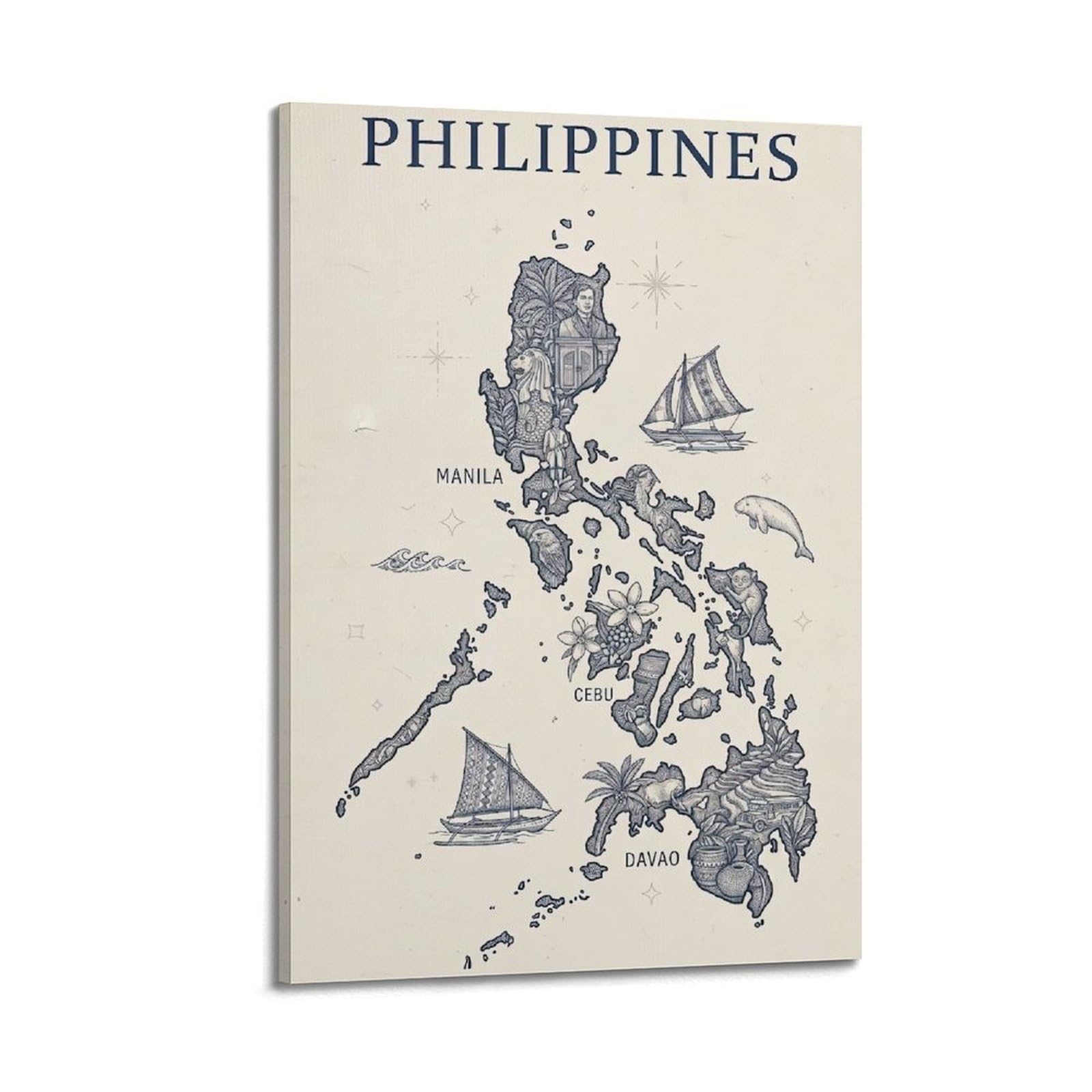 OKAHYS Vintage Philippines Travel Artwork Poster Decorative Painting Canvas Wall Artworks Picture 20x30inch(50x75cm)