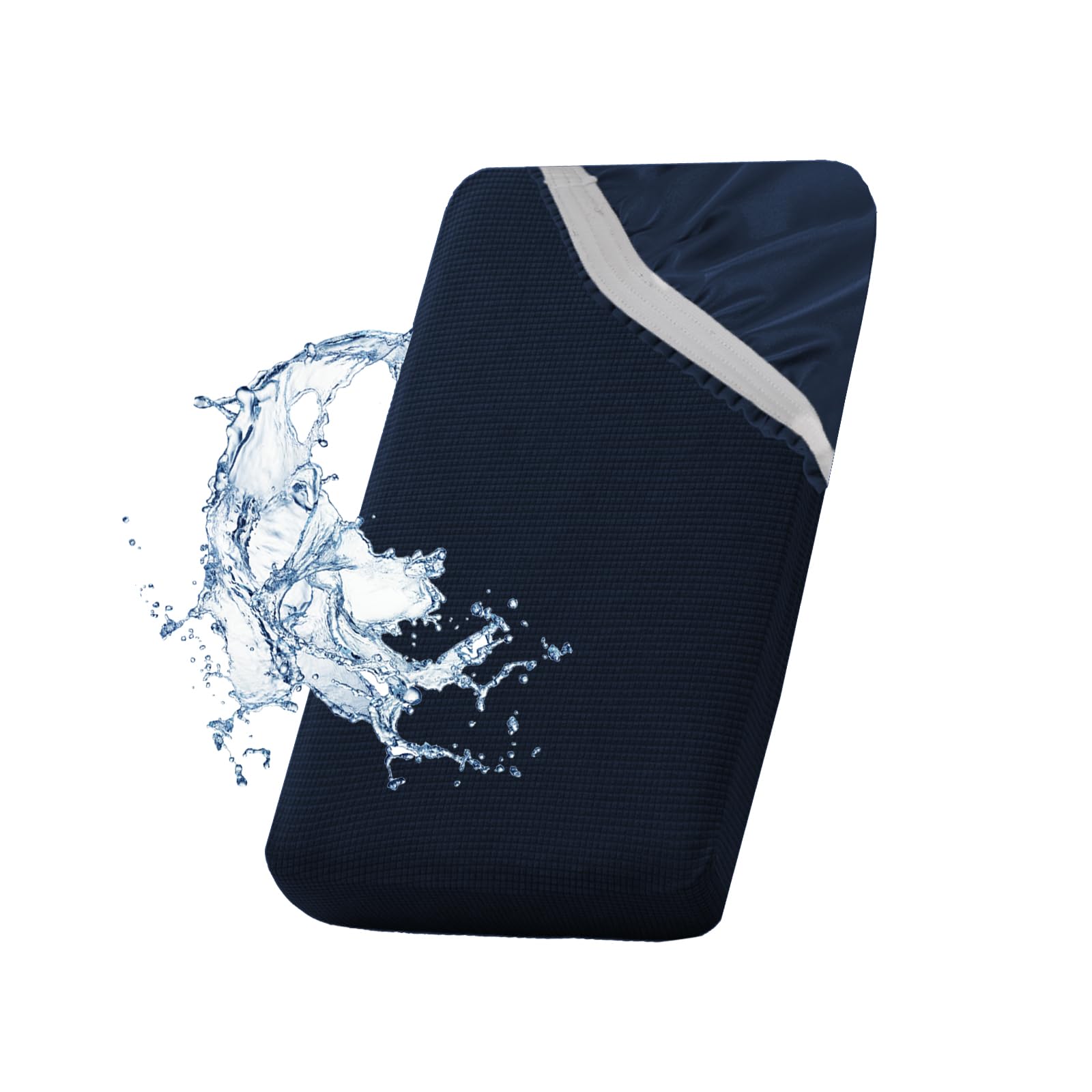 SYLC Waterproof Sofa Cushion Cover, Non-slip Sofa Seat Cushion Covers with Ties, Stretch Couch Cushion Covers Replacement (Navy Blue,W 90-130 cm, D 70-85 cm) โ image 1