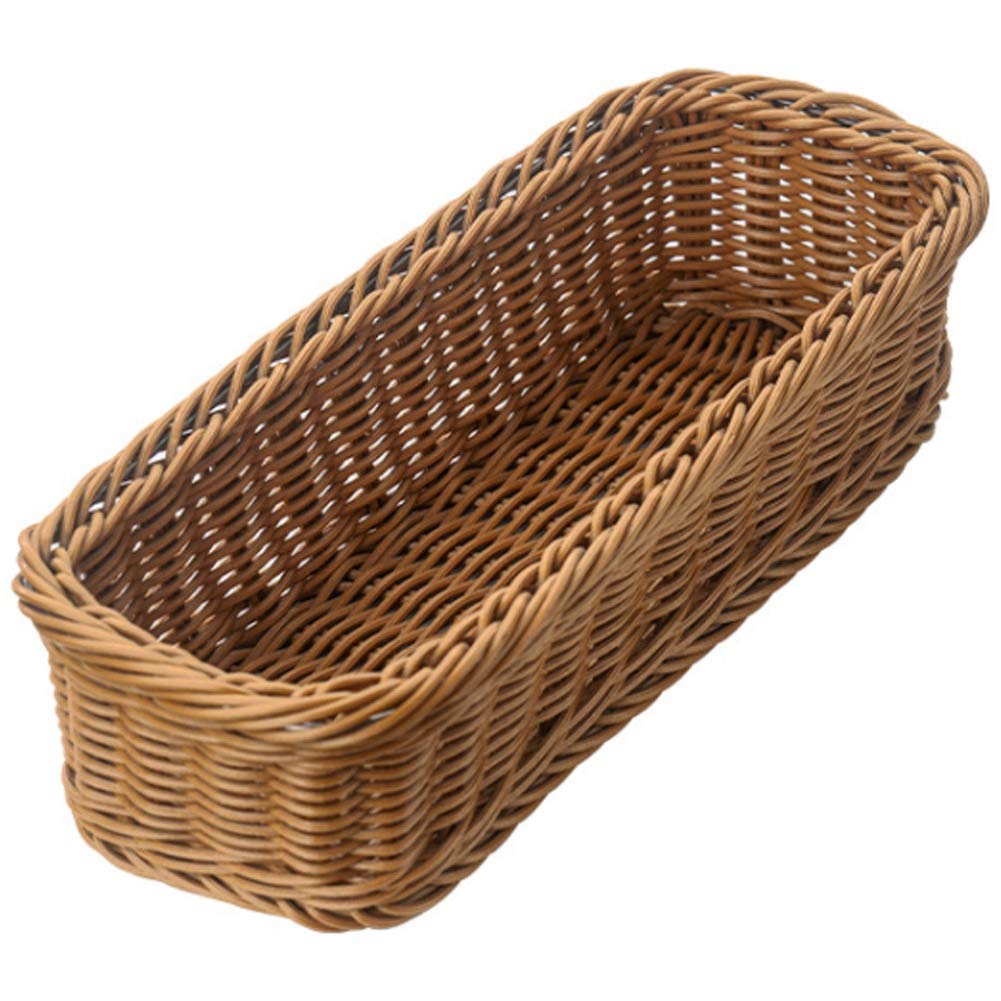 Leprera Brown Desktop Cutlery Storage Basket Woven Basket Restaurant Tableware Drain Storage Box Tableware Storage Basket,