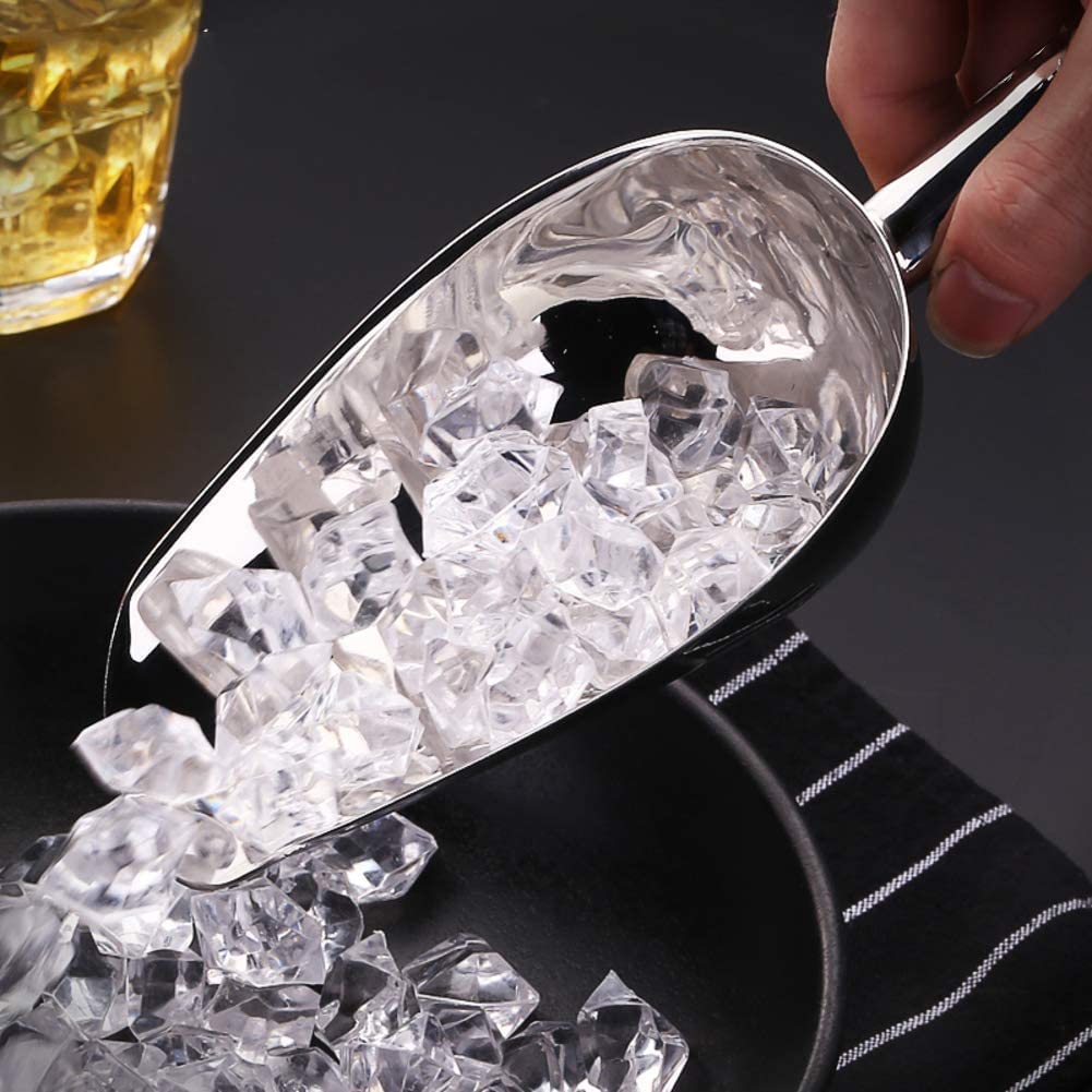 Pala de hielo de acero inoxidable, pala de alimentos, pala de frutas secas, pala de harina de arroz, pala de soja, pala de carga seca, plata 20,8 x 6,7 cm (8 x 3 pulgadas) (plata 23 x 8,2 cm (9 x 3