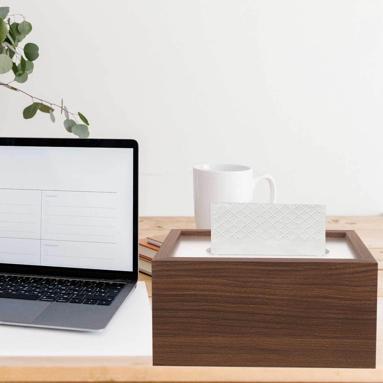 Holz Taschentuchbox Walnuss Design Serviettenspender Kompakt für Wohnzimmer Bad mit Deckel