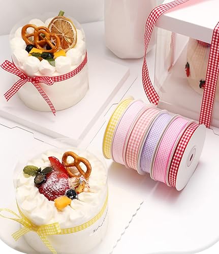 Miniatura 10 de VIVIQUEN Cinta de cuadros azul claro, cinta de tafetán de 1-12 pulgadas, cinta a cuadros, cinta de picnic 100% poliéster para coser, regalo,