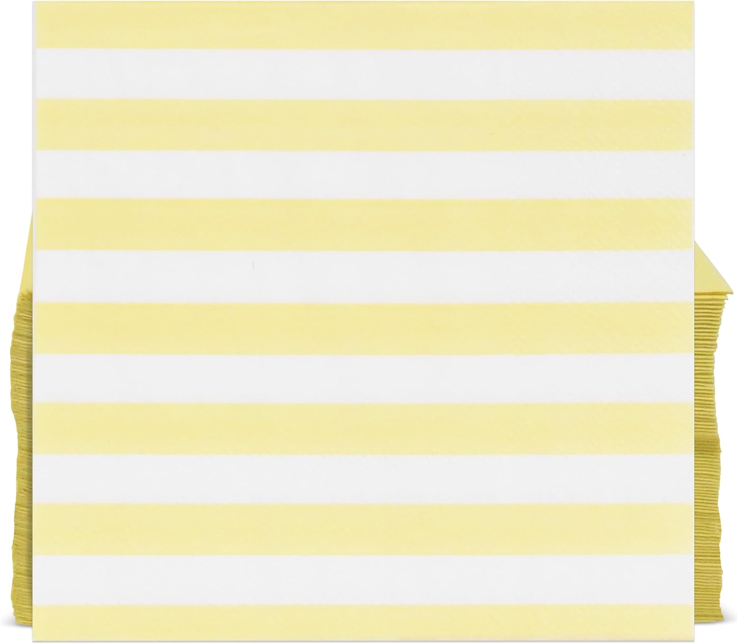 Yellow Striped Cocktail Napkins 100 Pack, 3 Ply Disposable Beverage Napkins for Baby Shower Birthday Party Decor
