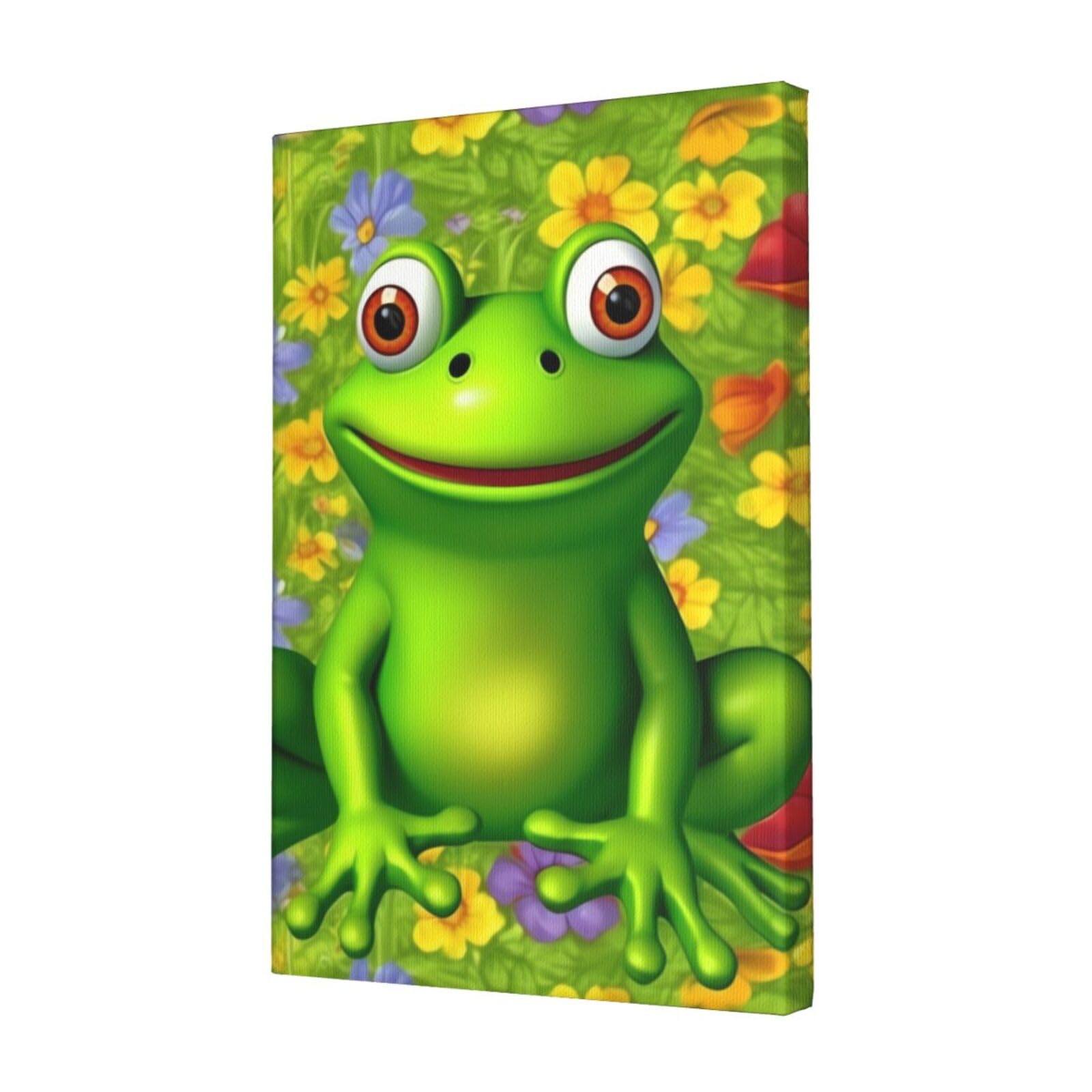 KLOPH frog Canvas Wall Art for Living Room 12"x18" Modern Artwork Painting for Bathroom Hanging Canvas Prints Aesthetic Wallart for Bedroom Kitchen Office Wall Decor