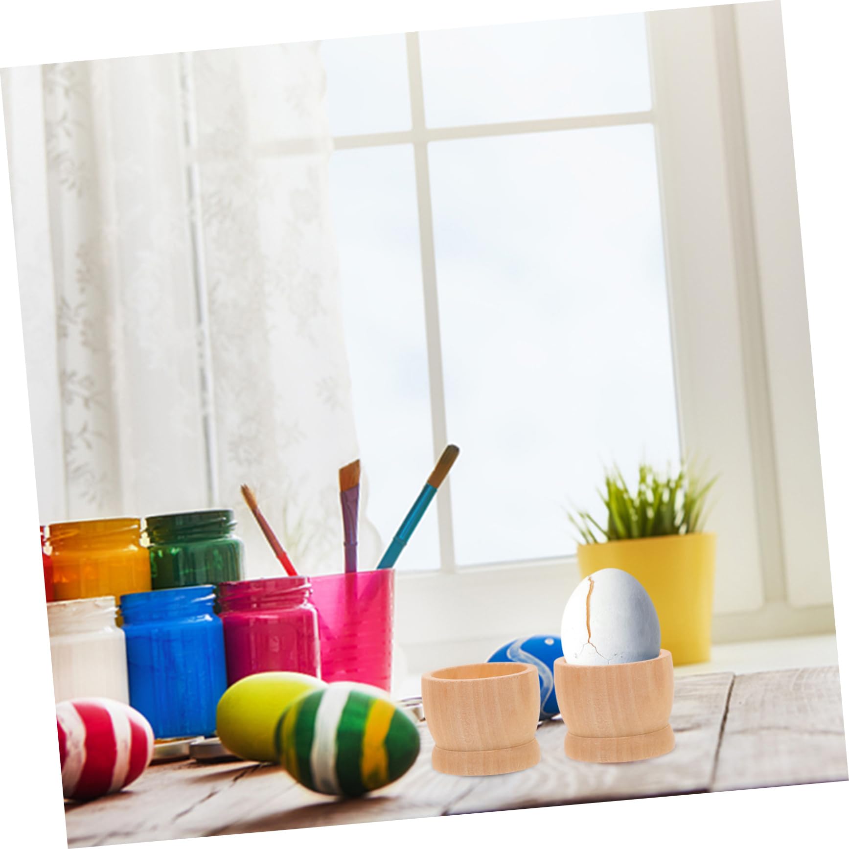 SEWACC 45pièces Support à Œufs Bois Naturel Lot de Coquetiers pour Décoration De Pâques Base Bois pour De Pâques Accessoire De Fête Charmant Et Pratique
