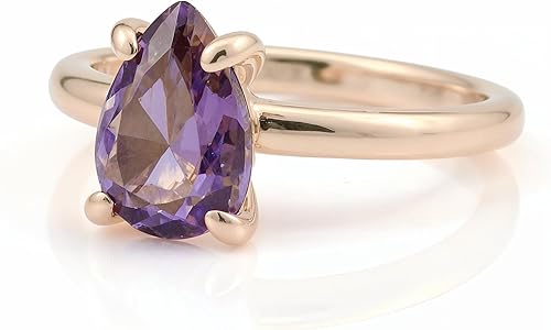 Miniatura 3 de Amethyst Ring in 14k Rose Gold - Wedding, Prom, January Birthstone Rings - Elegant Purple Jewelry for Women - with Box
