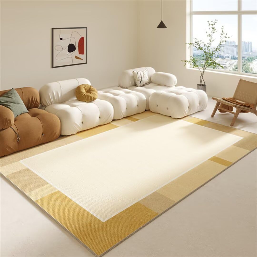 Tapis de salon jaune anti-glisse 140x200cm pour sécuriser chambre et cuisine