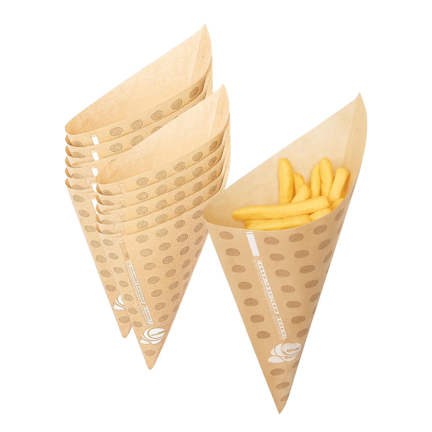 Virsus Coni per fritti in carta di colore avana, misura 17x24 cm, peso 70gr, in carta Oleane Anti Grasso, resistenti, per forno, piastre e microonde, cono per alimenti, patatine (250)