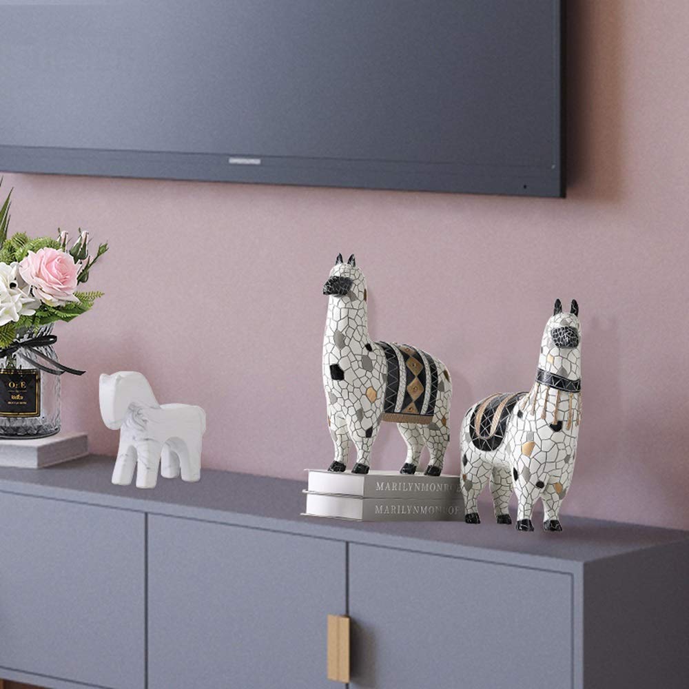 Regali di Nozze Mosaico Alpaca Figurine Statua degli Animali Ornamenti Artigianali Soggiorno Governo del Vino Mestieri (Color : B)