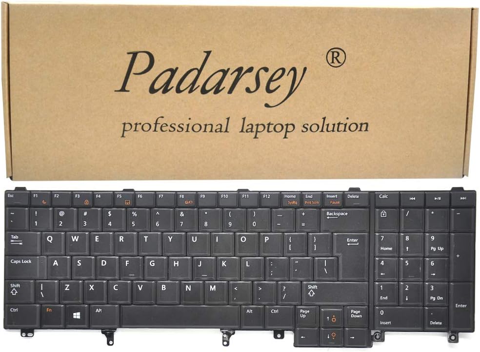 Padarsey Replacement Keyboard Without Pointer Compatible with Dell Latitude E5520 E5520m E5530 E6520 E6530 E6540 Precision M4600 M4700 M4800 M6600 M6700 Laptop US Layout