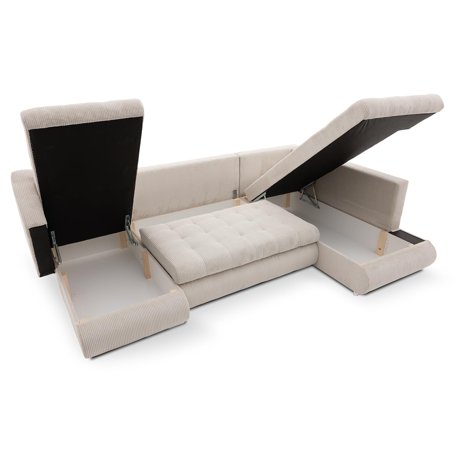 Mebligo - Ecksofa mit Schlaffunktion und Bettkasten Tokio II PRO, 300 cm Breit, Wohnzimmer Eckcouch Ottomane Rechts, Sofa Cord mit Bettfunktion