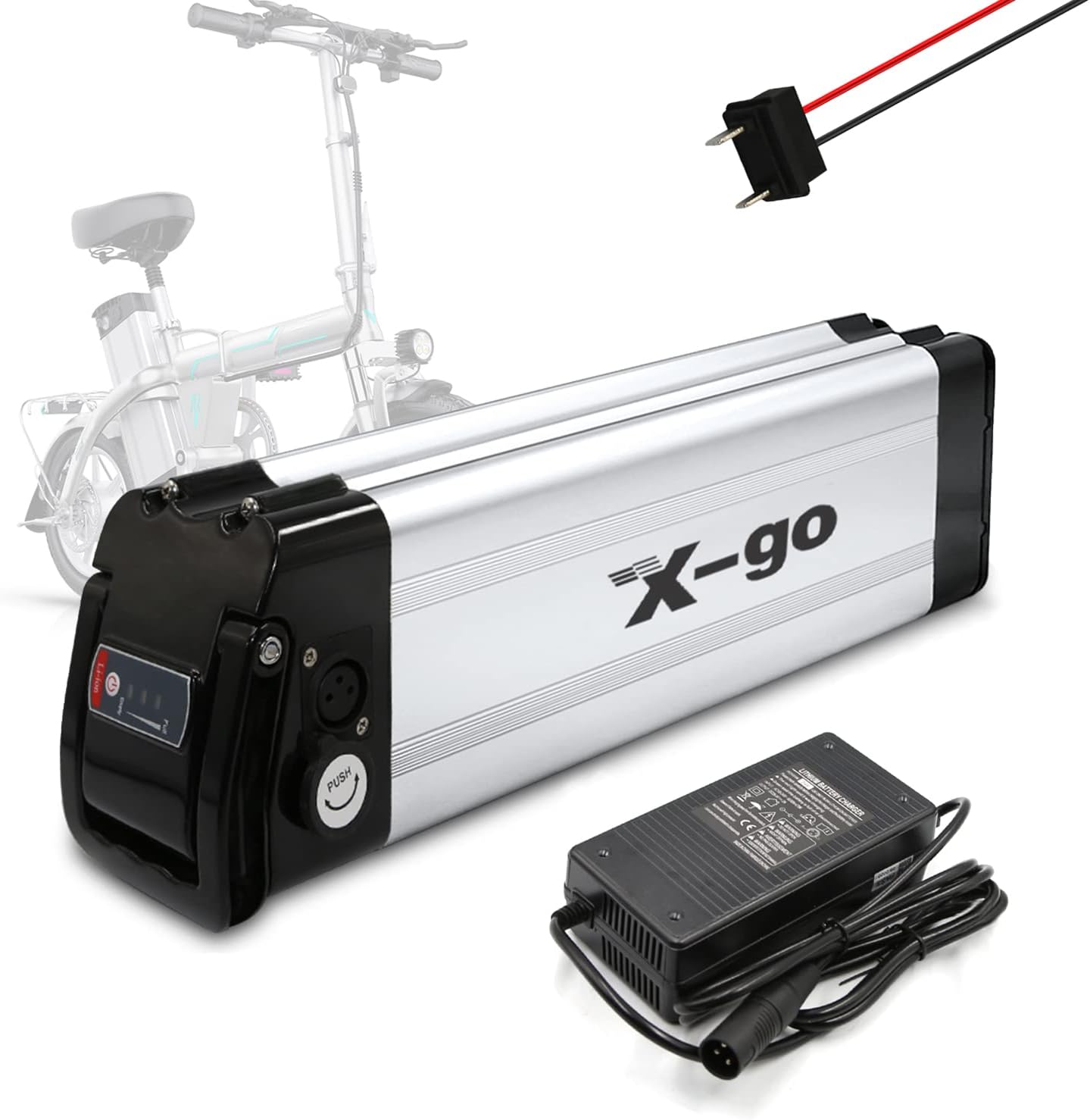 E-Bike Battery 36V/48VAh Can Fit Phylion XH370-10J with Charger, Suitable for Motors 250W 350W 500W 750W (36V 10AH 2Pin)