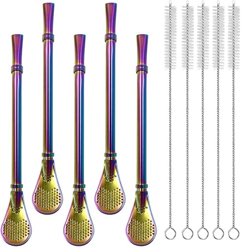 Cuchara de filtro de paja de acero inoxidable, Yerba Mate Bombilla, colador de té de hojas sueltas, pajita de té para beber café, cóctel, paquete de disponible en Yaxa El Salvador