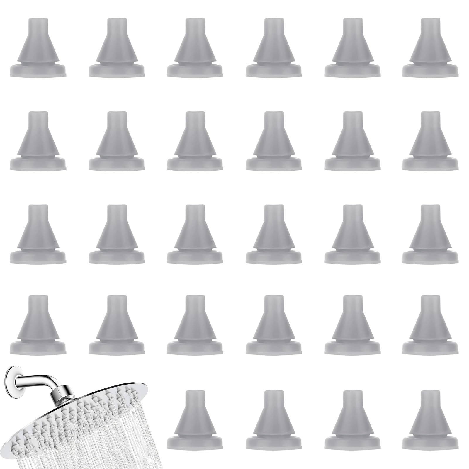 100 PCS Silicone Shower Nozzle, Shower Head Replace Parts, Premium Replacement Showerhead Nozzles Universal Fit, Shower Head Nozzles, for Shower Hole(Grey)