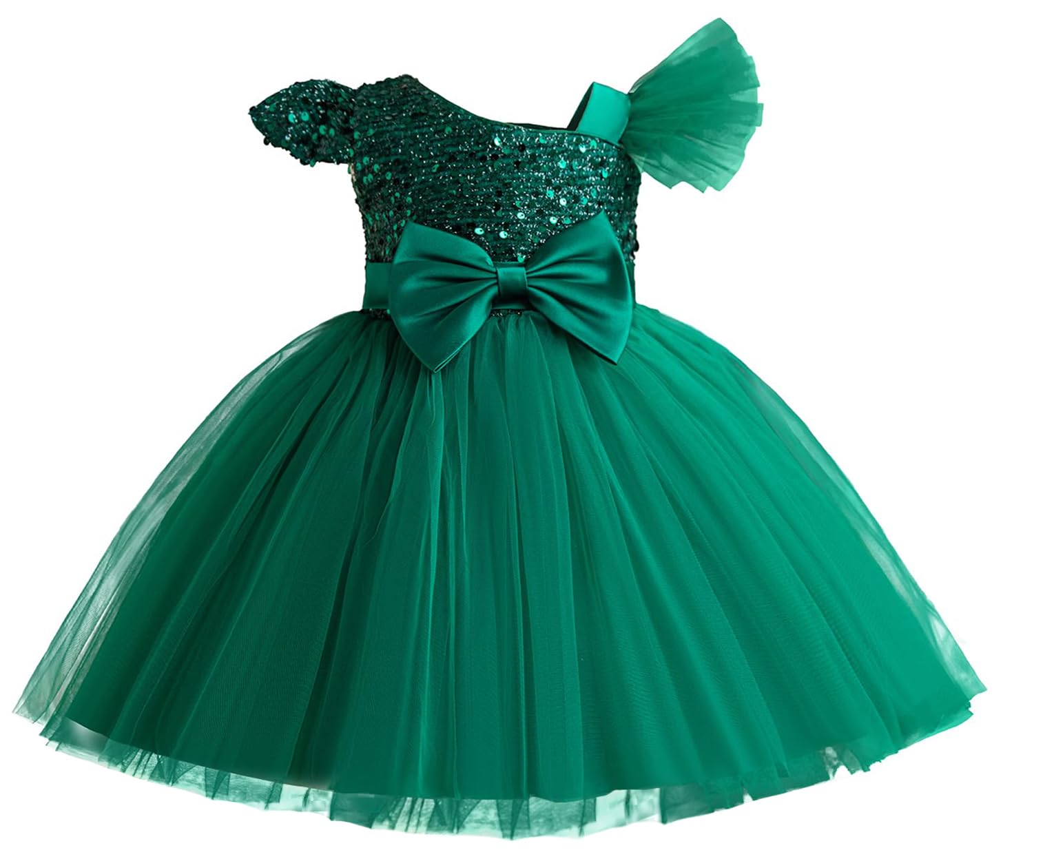 AIEOE Vestito Elegante da Bambina con Fiocco e Cerniera Principessa Abiti da Battesimo Bambine per 1-5 Anni.