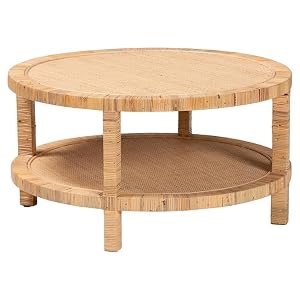 bali pari Kalimantan Light Honey Rattan and Mahogany Wood Coffee Table