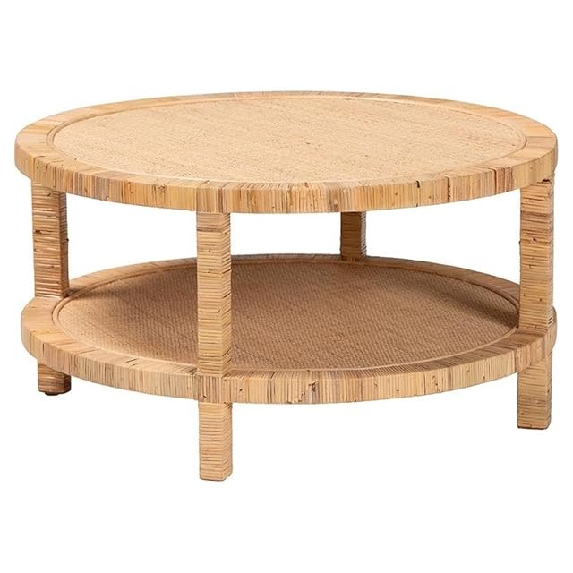 bali pari Kalimantan Light Honey Rattan and Mahogany Wood Coffee Table