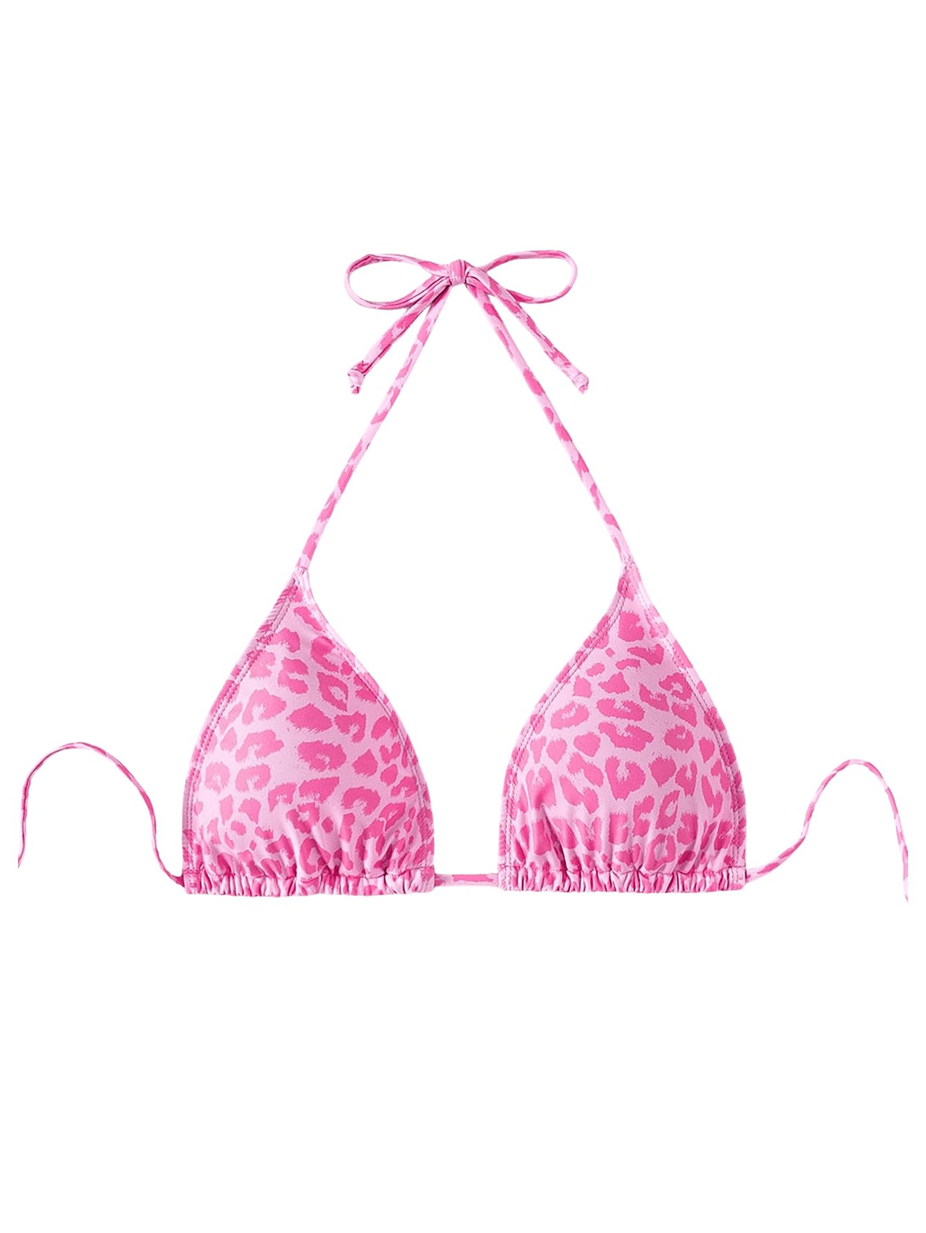 wdirara Women Bikini Top Y2k Leopard Print Triangle Bikini Top Micro Halter Swimsuit-picture-7