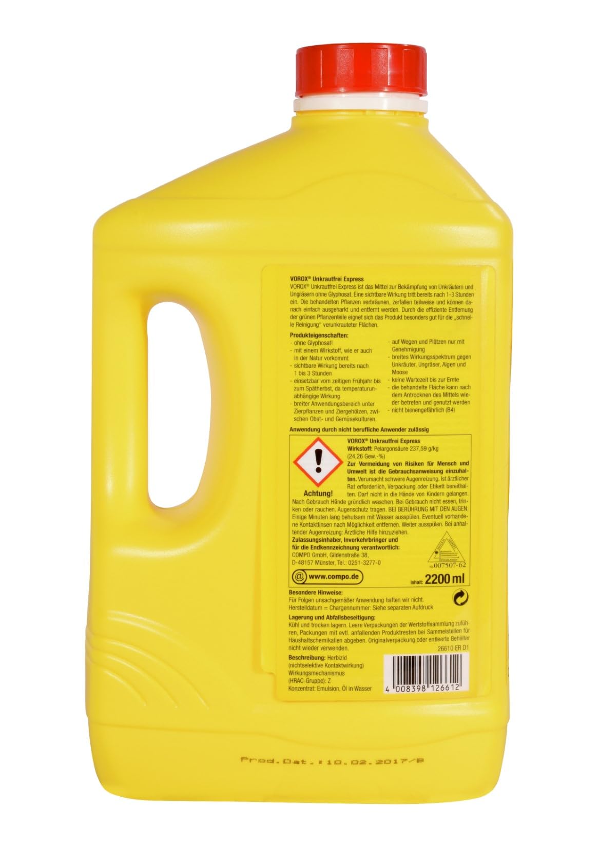 VOROX Unkrautfrei Express - Bekämpfung von Unkräutern an Zierpflanzen, Obst und Gemüse, wirkt gegen Algen, Moos und mehr als 50 Unkräuter - 2,2L Konzentrat - 4,85 Pfund