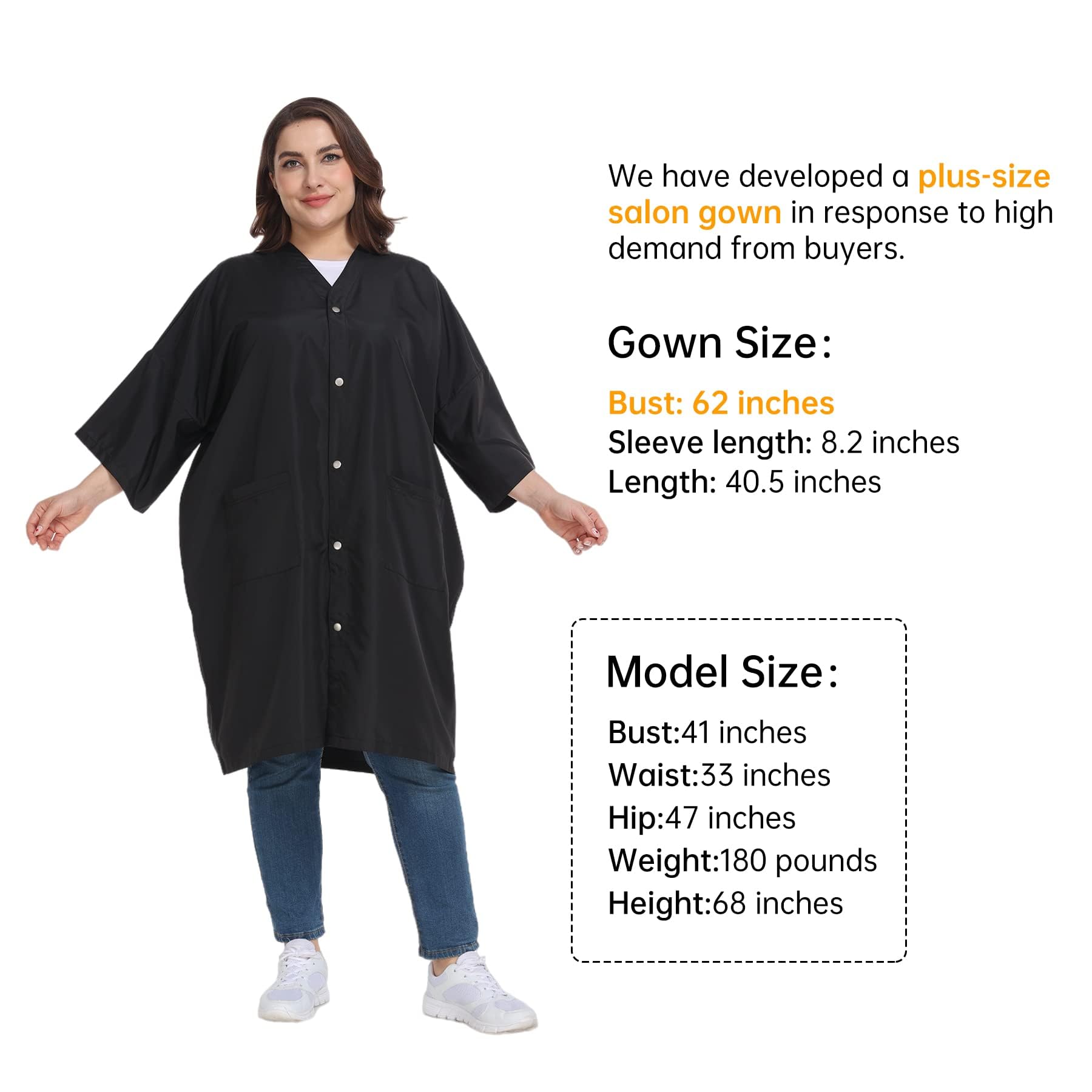 PERFEHAIR Plus Size Salon Client Gown Cape with Pockets